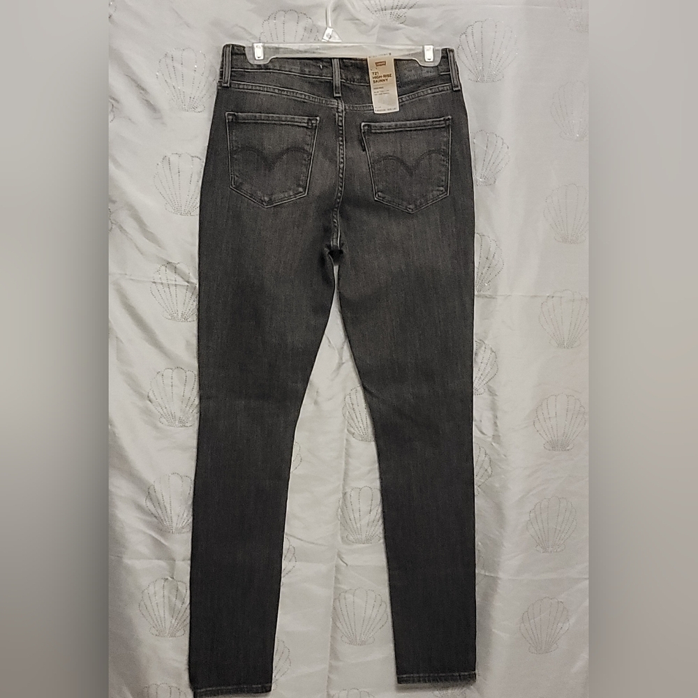 LEVIS 721 High Rise Skinny Distressed Knee Jeans Blue Women’s 28x30 Red Tag SZ 6 - Picture 4 of 6